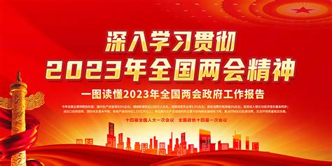 一图读懂2023年全国两会政府工作报告红色展板 大图网图片素材