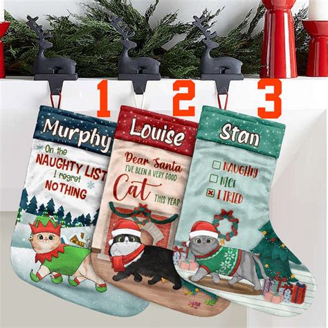 Personalized Cat Christmas Stockings Cat Christmas Stocking Etsy