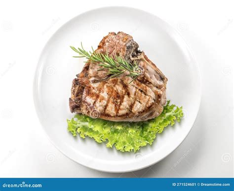 Top View Of Grilled T Bone Chop Of Pork Stock Image Image Of Steak