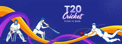 T20 Cricket Fever Is Back Concept With Cartoon Cricketer Players In