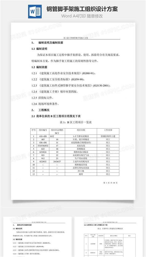 钢管脚手架施工组织设计方案word文档word模板免费下载编号9vw4amowz图精灵