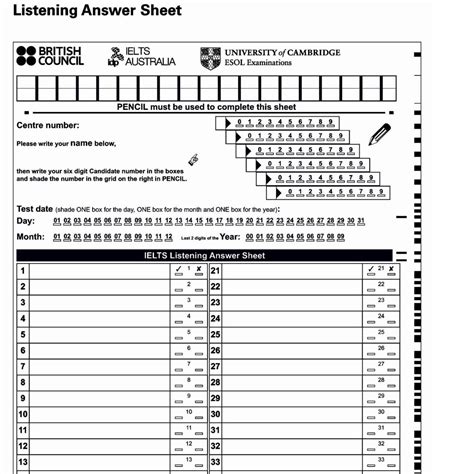 Ielts Listening Answer Sheet Pdf Printable Templates Free