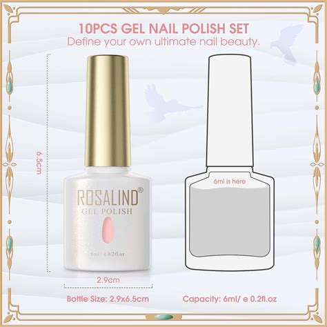 ROSALIND Juego de 6 esmaltes de uñas de gel de gelatina color rosa nude blanco para el día