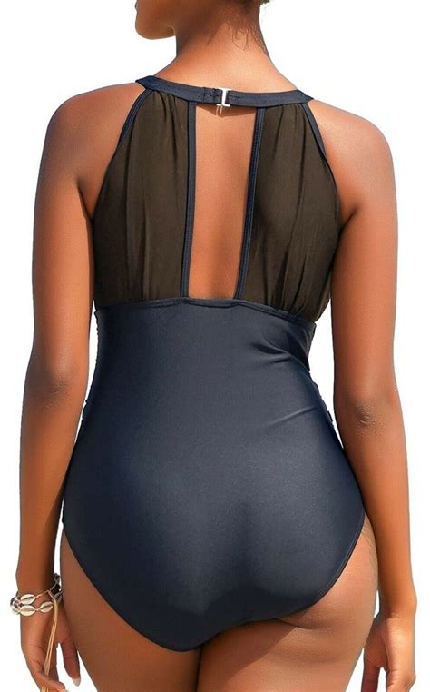 I2crazy Womens One Piece Swimsuits Mesh V Neck Monokini Bathing Suit Ebay