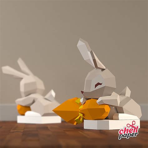 Easter Bunny Bunny Papercraft Low Poly Bunny Low Poly Etsy