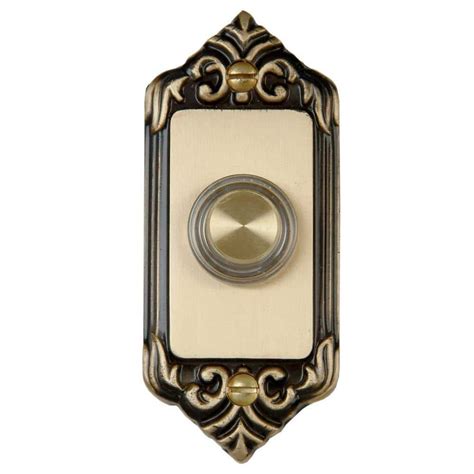 Hampton Bay Wired Lighted Door Bell Push Button Brushed Nickel Hb 256