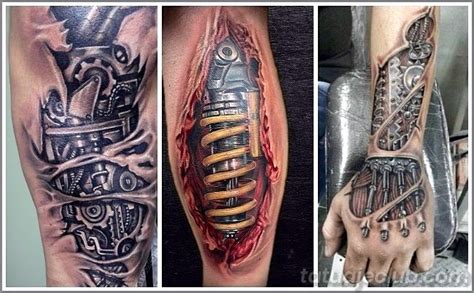 Tatuajes biomecánicos 3D en el brazo Tatuajeclub