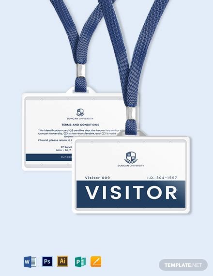 8 Visitor Id Card Templates Illustrator Ms Word Pages Photoshop Publisher Free