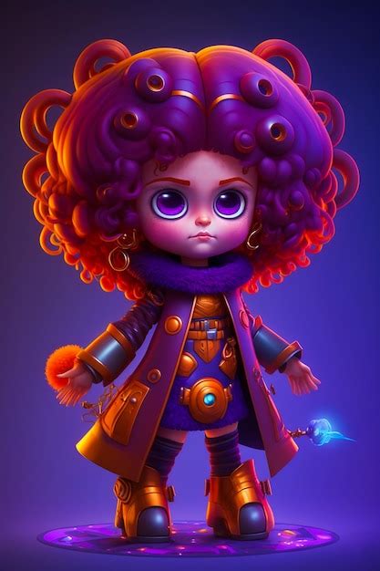 Premium AI Image | A cartoon character with purple hair and purple hair