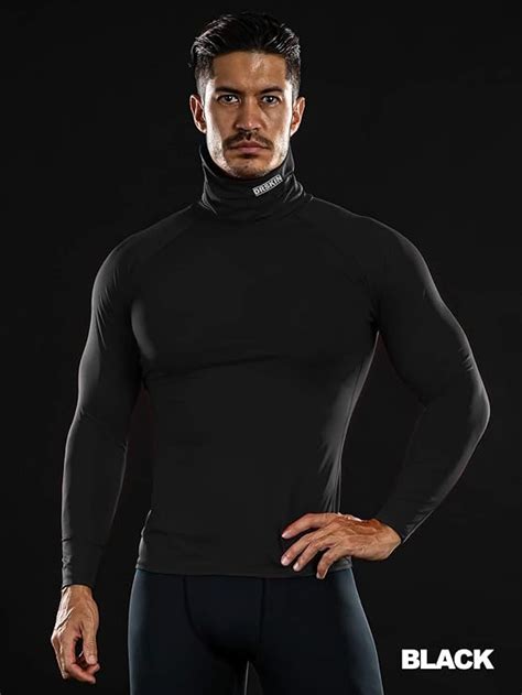 Drskin 2 Or 1 Pack Men S Mask Turtleneck Compression Shirts Top Long Sleeve Sports Baselayer