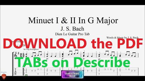 Minuet I Ii In G Major By J S Bach For Guitar Tutorial With Tabs