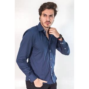 Camisa Social Marinho Masculina Slim Manga Longa Anticorpus