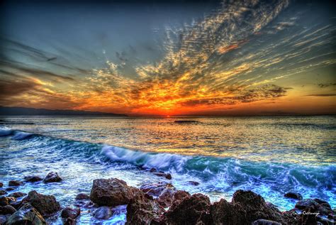 Oahu Hi The End Sunset North Shore Seascape Landscape Art Photograph By Reid Callaway Fine Art