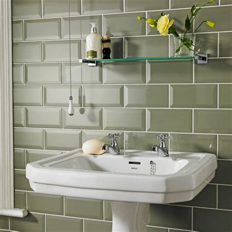 Metro Sage Green Ceramic Tile Contemporary Bathroom Other By