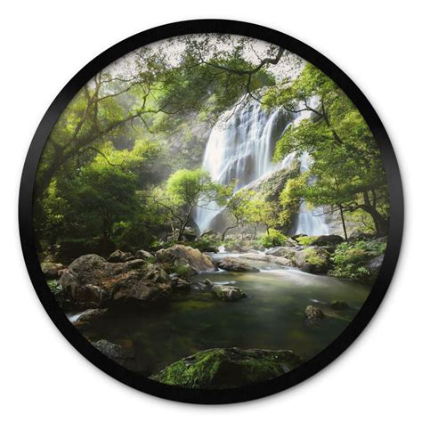 Poster Wasserfall Im Wald Naturfotografie Rund Foto Wall Art De