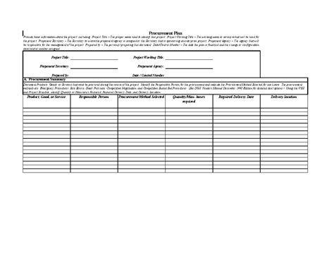 Excel Template: Procurement Plan Template (Excel template XLS ...