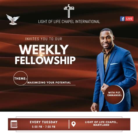 Weekly Church Fellowship Poster Template Postermywall