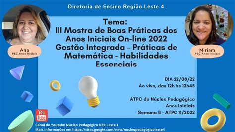 Npe Leste Atpc Anos Iniciais Dia Ao Vivo S