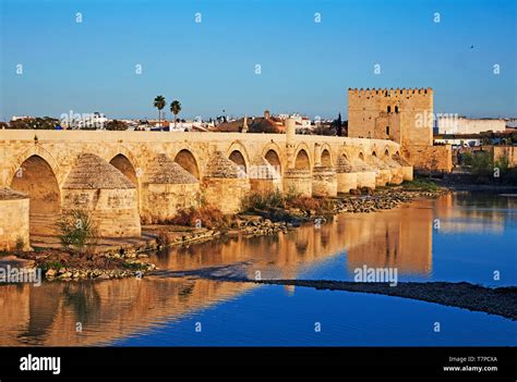 The ancient roman bridge crossing the Guadalquivir River in Cordoba ...