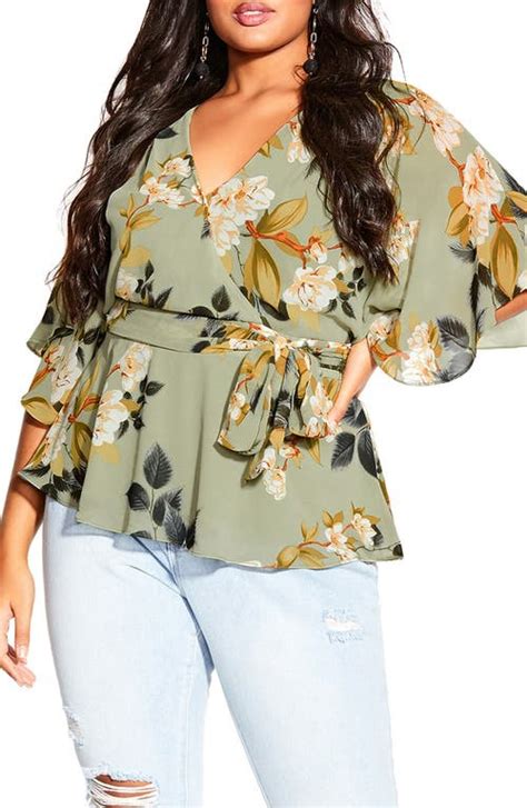 Buy City Chic Magnolia Faux Wrap Blouse Magnolia Floral At 30 Off