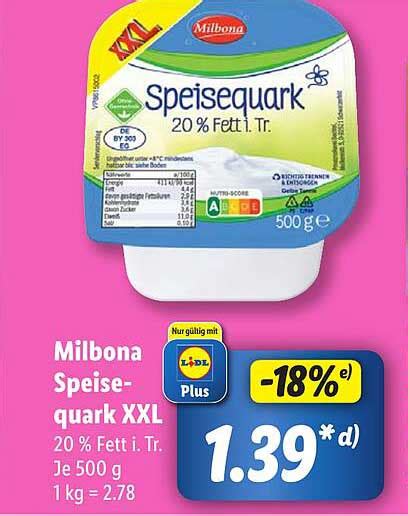 Milbona Speisequark Xxl Angebot Bei Lidl 1Prospekte De