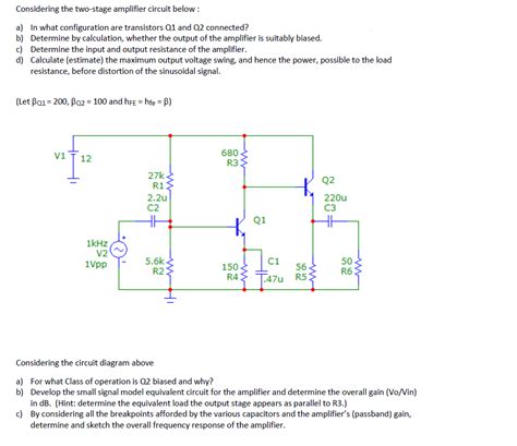 Solved Considering The Two Stage Amplifier Circuit Below A Chegg