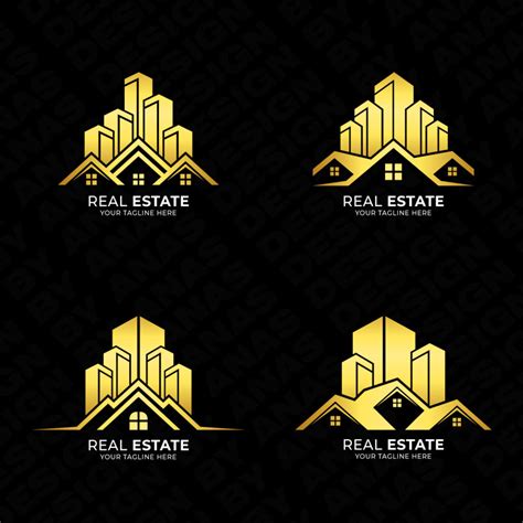 4 Luxury Real Estate Logos Design Building Logos Bundle Template