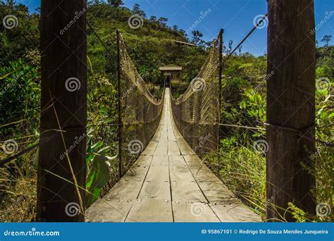 Long Wooden Bridge Into The Wild In Pirenopolis Stock Image Image Of