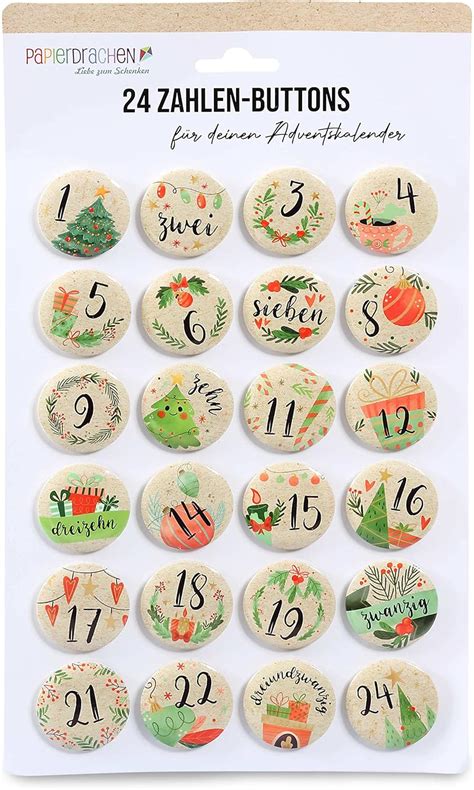 Lot De Chiffres De Calendrier De L Avent Sur Boutons Mm