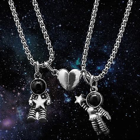 Collar Astronautas Imán Parejas Novios Mejores Amigos Set MercadoLibre