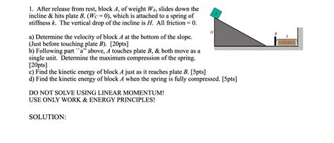 Solved After Release From Rest Block A Of Weight Wa Chegg