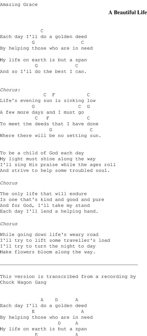 A Beautiful Life - Christian Gospel Song Lyrics and Chords