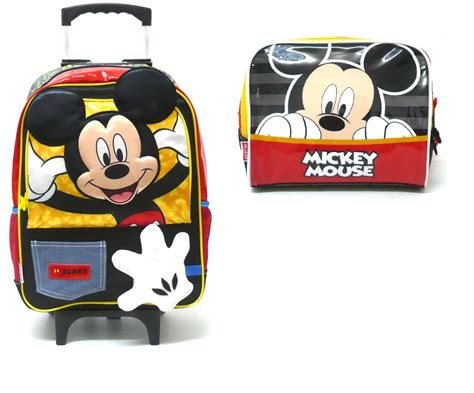 Mochila Escolar Mickey Mouse Y Rodinhas Tam G Lancheira R