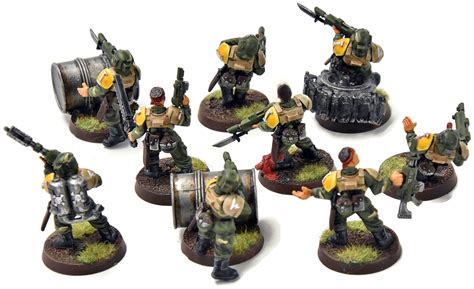 ASTRA MILITARUM 9 Cadian Shock Troops 7 WELL PAINTED Warhammer 40K