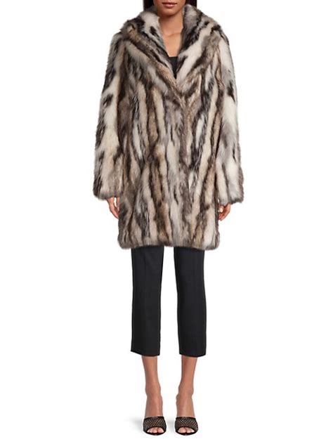 Shop Donna Karan New York Oversized Shawl Collar Faux Fur Coat Saks