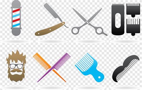 Assorted Barber S Illustration Collage Comb Scissors Logo Barbershop