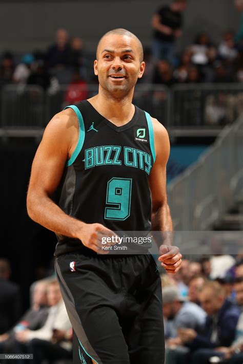 Tony Parker of the Charlotte Hornets looks on during the game against ...