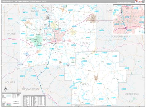 Canton Massillon Oh Metro Area Wall Map Premium Style By Marketmaps Mapsales