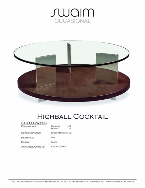 Highball 613-11-G-W-PSS Cocktail - Swaim Furniture