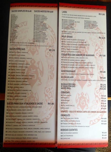 Menu em Maori Gastronomia restaurante Brasília