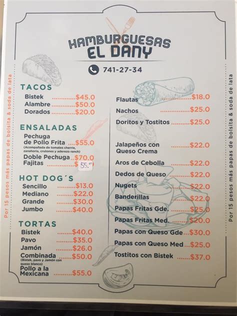 Menu At Hamburguesas El Dany Restaurant Ciudad Juarez