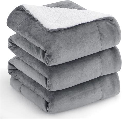 Bedsure Decke Sofa Kuscheldecke Grau Warm Sherpa Sofa Berwurf Decke