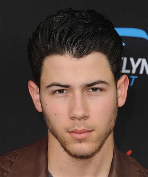 Nick Jonas Short Straight Dark Mocha Brunette Hairstyle