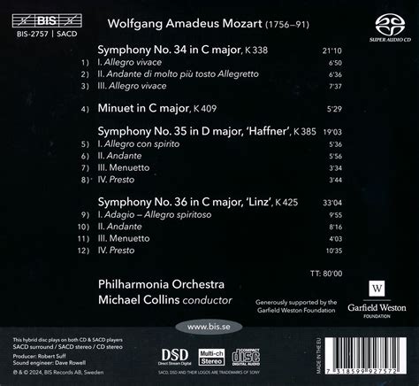 Wolfgang Amadeus Mozart Symphonien Nr Super Audio Cd Jpc