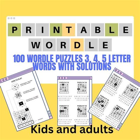 Wordle, 100 Wordle Puzzles, Wordle for Kids, Adults,printable,printable Wordle Puzzles,word ...