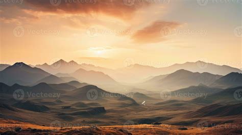 Beautiful Foggy Mountain Landscape with a Sunset generative AI 27806434 Stock Photo at Vecteezy