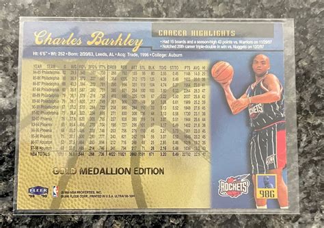 Nba Charles Barkley Fleer Ultra Goldmedaillon Card Kaufen Auf Ricardo