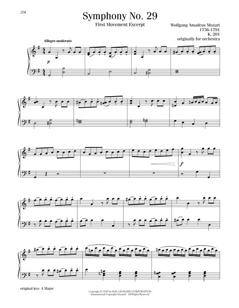 Wolfgang Amadeus Mozart Symphony No First Movement Excerpt Sheet