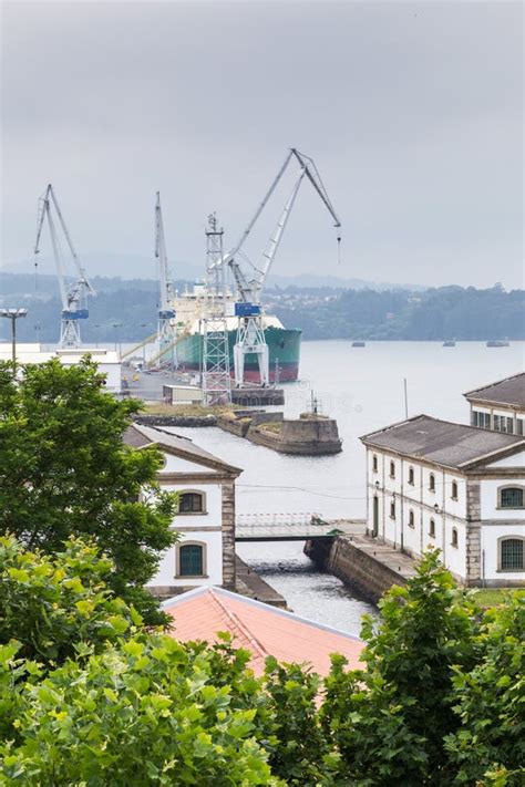 Port Of Ferrol Under Fog Galicia Spain Stock Image Image Of Coast