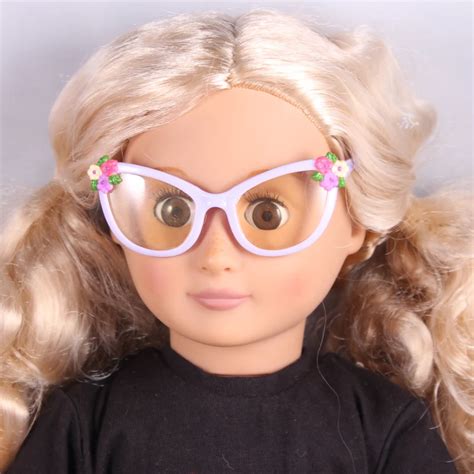 Fashion Purple Toy Doll Sunglass With Flowers Fits 18 Girl Doll Clothes And Acessories Handmade